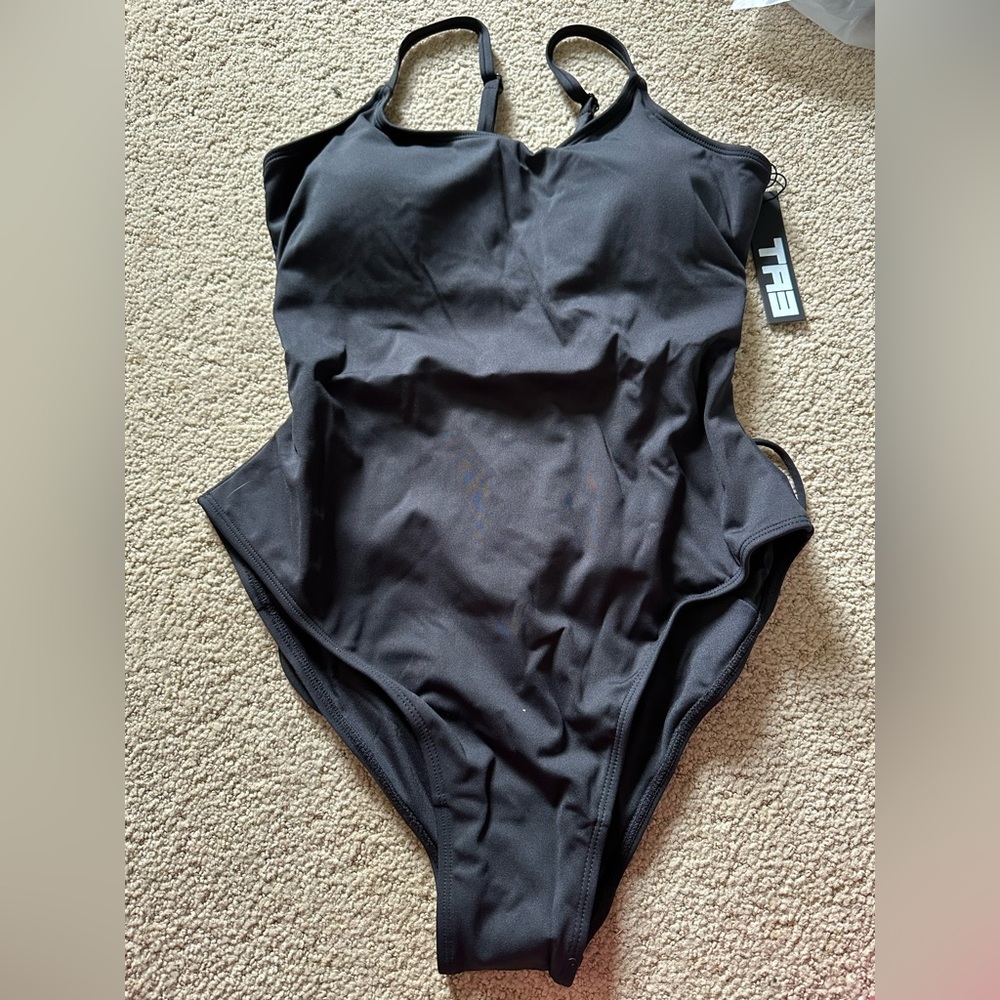 NWT TA3 Lacey one piece swimsuit large short black - Picture 4 of 7